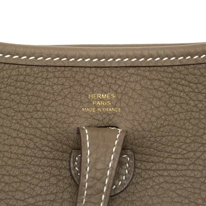 Hermes Mini Evelyne Clemence Etoupe GHW Stamp Z