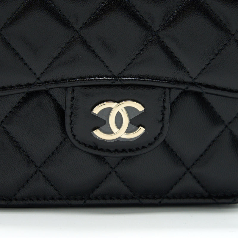 Chanel 21K Flap Coin Purse With Chain Black LGHW