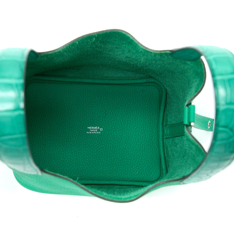 Hermes Picotin 18 Lock Bag Alligator Touch Clemence Menthe/Vert Jade SHW Stamp Z