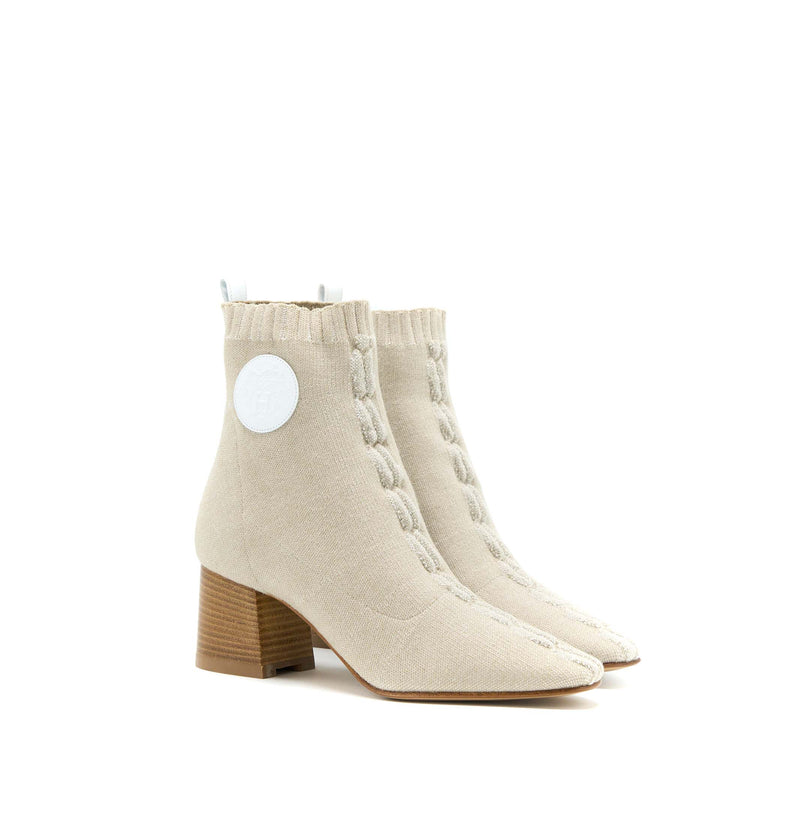 Hermes Size 36 Duo Ankle Boots Nocciola /Blanc