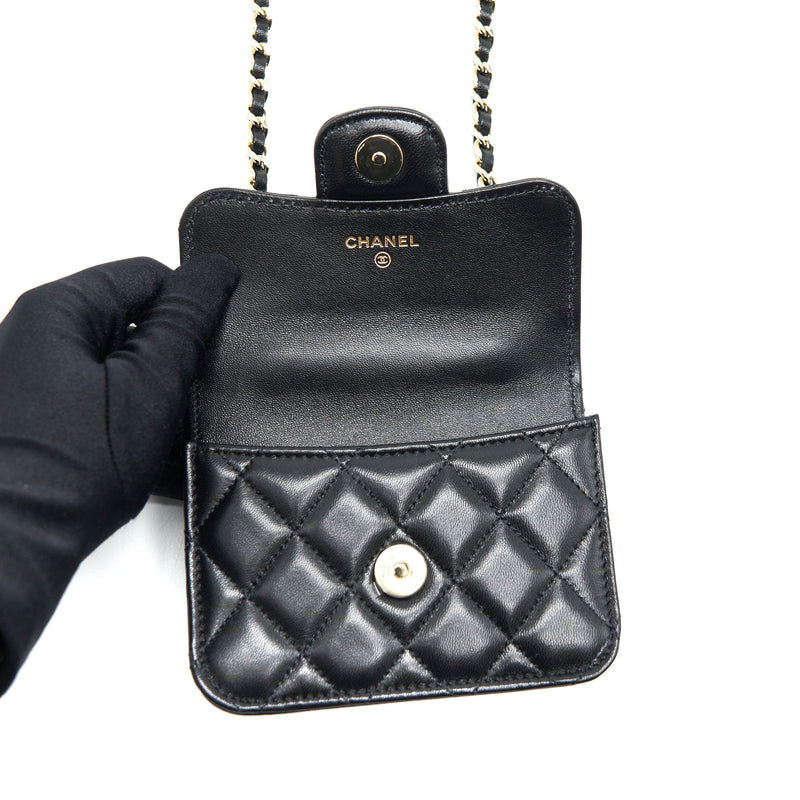 Chanel 21K Flap Coin Purse With Chain Black LGHW