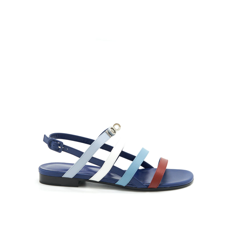 Hermes Size 37 Transat Sandal Blue Multicolour