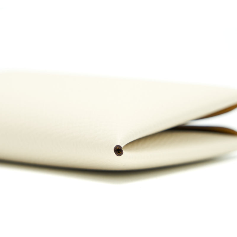 Hermes Calvi Card Holder Craie / Jaune Ambre Stamp Z