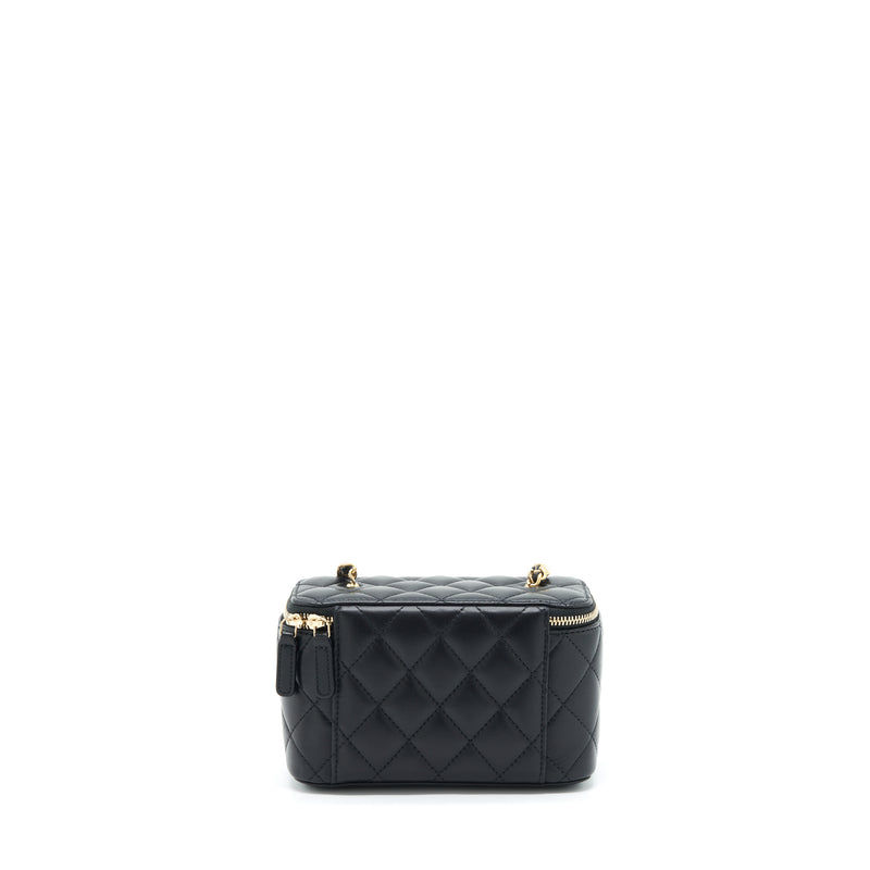 Chanel 22S Pearl Crush Long Vanity With Chain Lambskin Black GHW