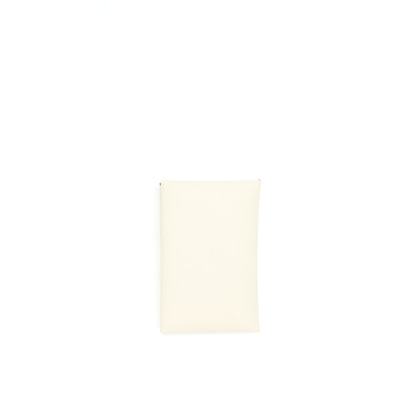 Hermes Calvi Card Holder Craie / Jaune Ambre Stamp Z
