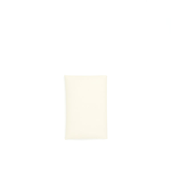 Hermes Calvi Card Holder Craie / Jaune Ambre Stamp Z