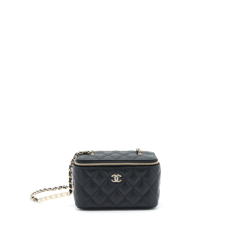 Chanel 22P Long Vanity With CC Logo Chain Caviar Black LGHW