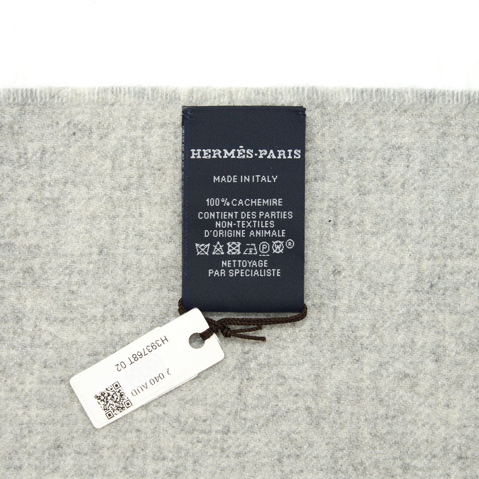 Hermes 100% Cashmere Cheval Punk Scarf/ Shawl Light Grey 60