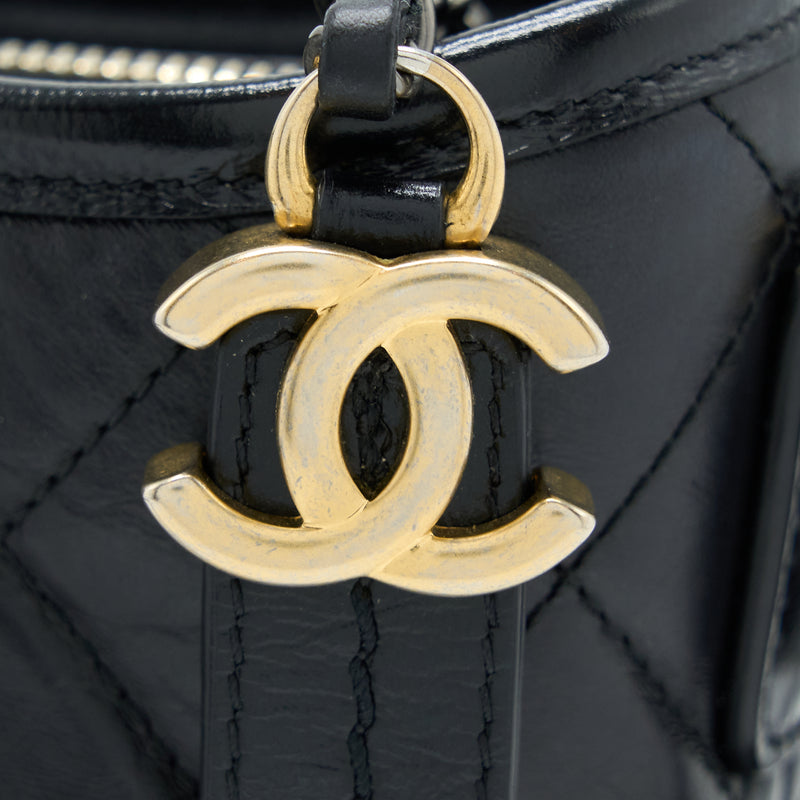 Chanel Small Gabrielle Hobo Bag Calfskin Black With Multicolour Hardware