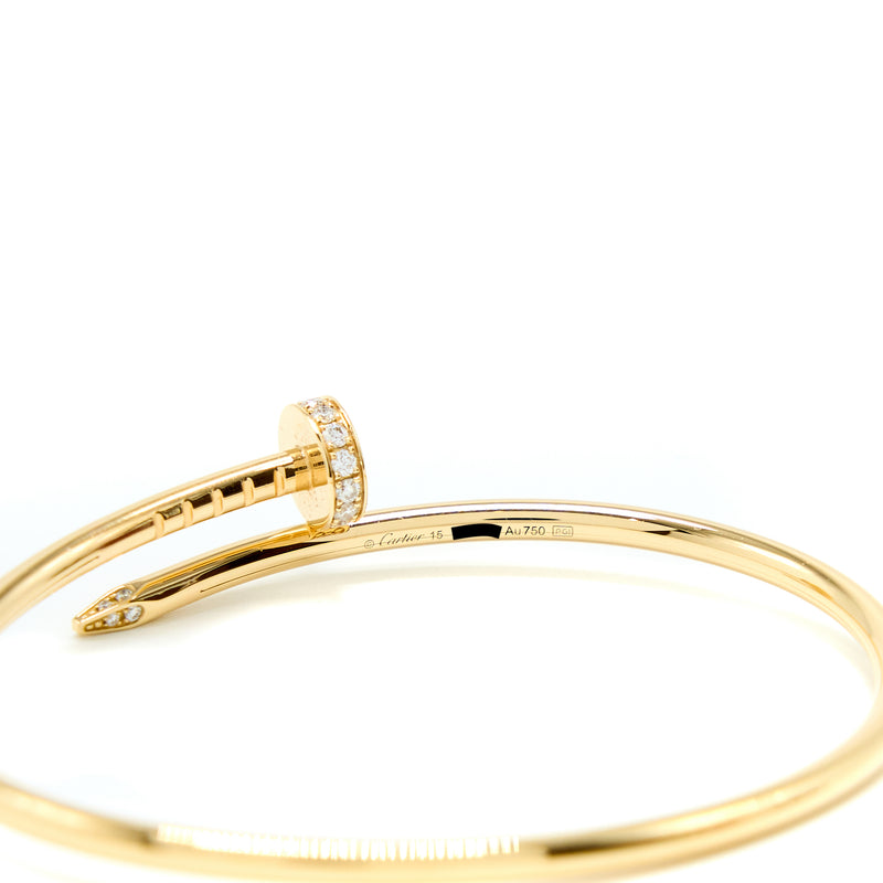 Cartier Size 15 Juste Un Clou Bracelet, Small Model Yellow Gold with Diamonds