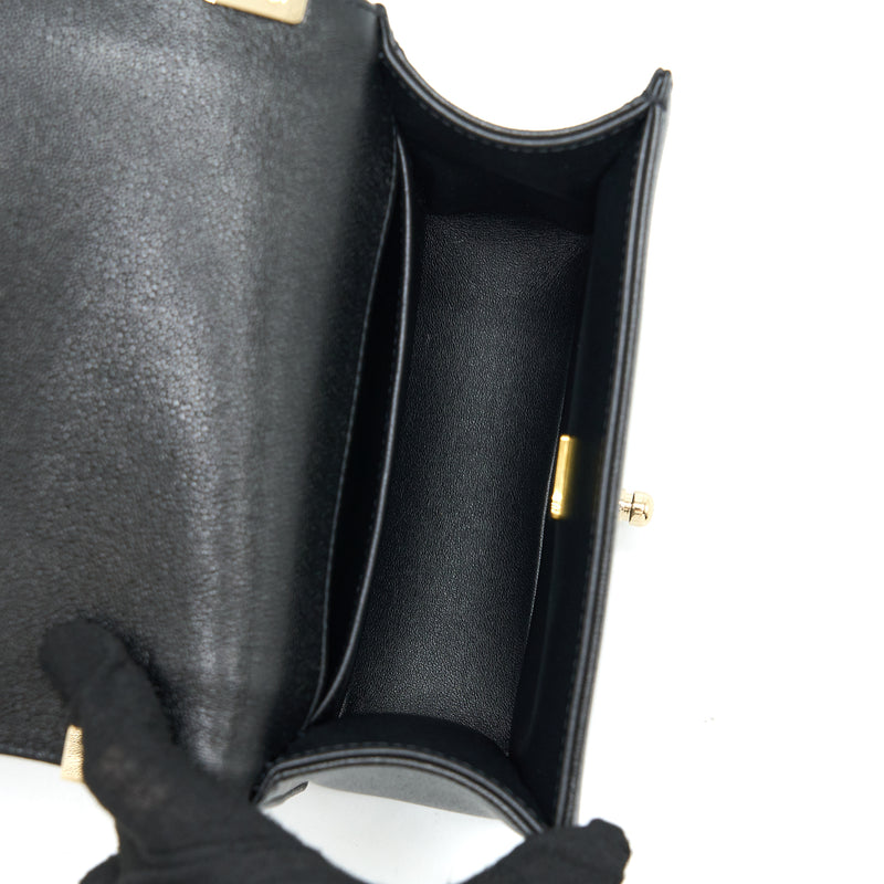 Chanel Mini Boy Bag Calfskin Black LGHW (Microchip)
