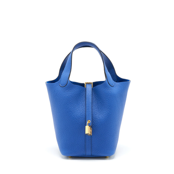 Hermes Picotin 18 Lock Bag Taurillon Maurice Bleu De France GHW Stamp Z