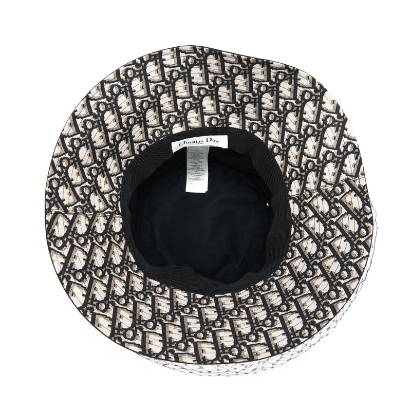 Dior Size 57 Teddy-D Brim Bucket Hat With Veil