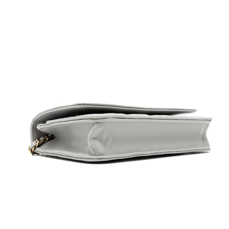 Chanel Classic Wallet on Chain Caviar Light Grey LGHW (Microchip)