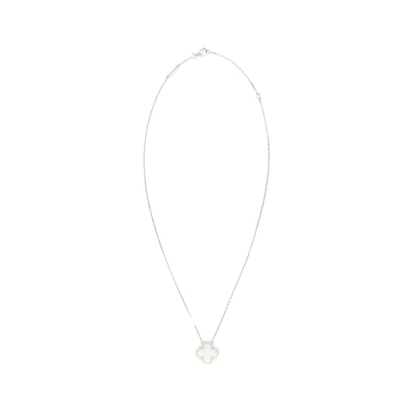 Van Cleef and Arpels vintage Alhambra pedent white Gold with mother of Pearl