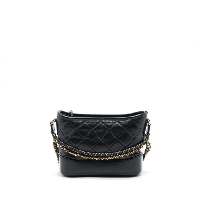 Chanel Small Gabrielle Hobo Bag Calfskin Black With Gold And Silver Hardware