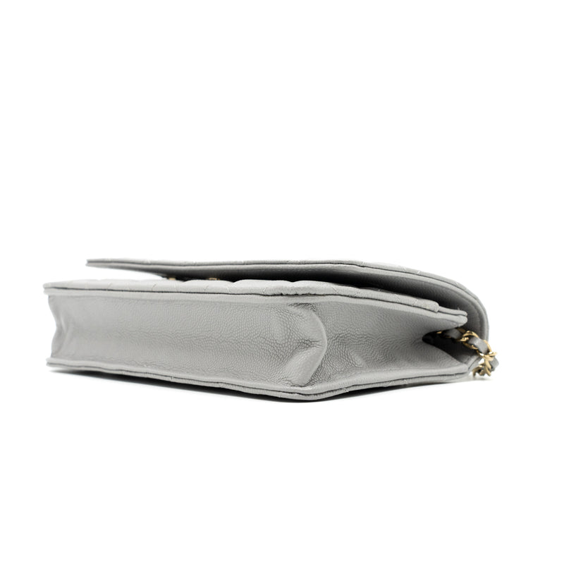 Chanel Classic Wallet on Chain Caviar Light Grey LGHW (Microchip)