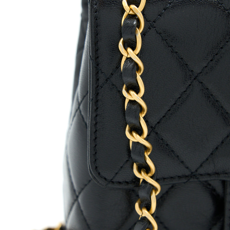 Chanel 22K Retro Classic New Square Mini Flap Bag Goatskin Black GHW (Microchip)