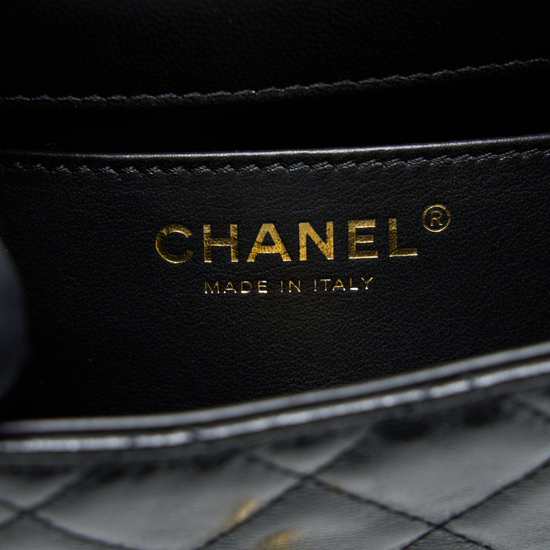 Chanel 22K Retro Classic New Square Mini Flap Bag Goatskin Black GHW (Microchip)