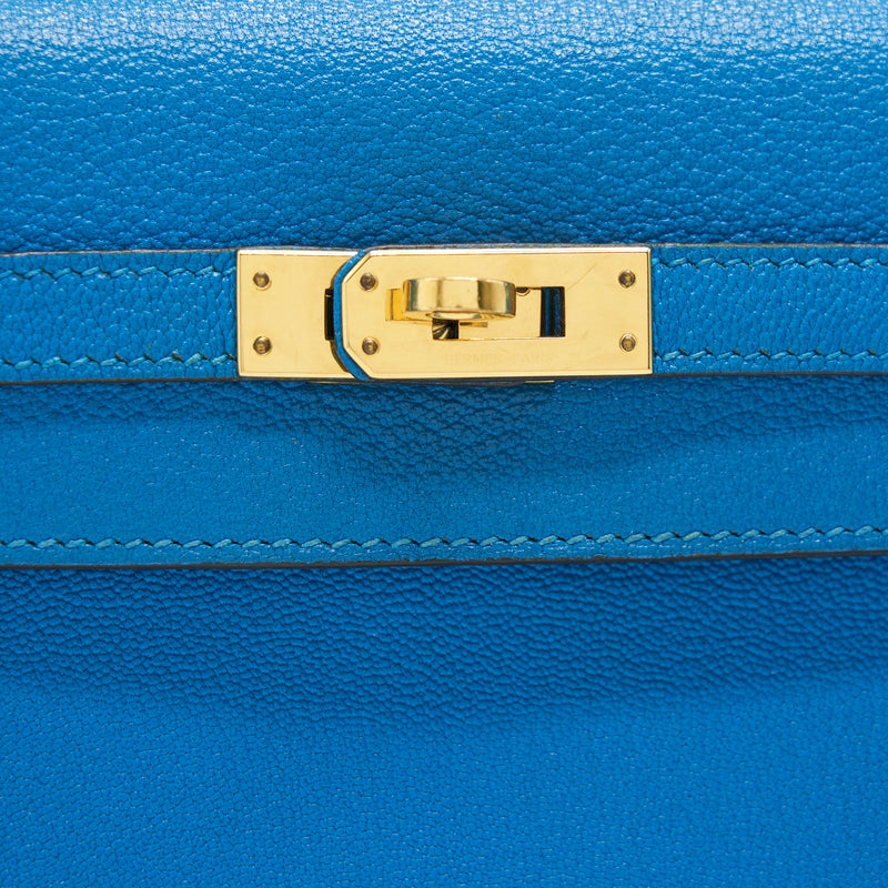 Hermes Kelly 25 Blue Zanzibar GHW Stamp A