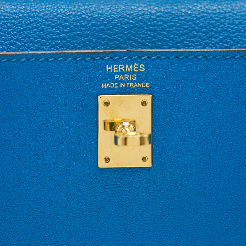 Hermes Kelly 25 Blue Zanzibar GHW Stamp A