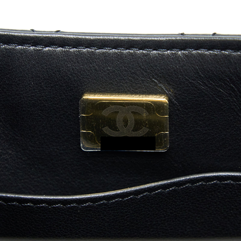 Chanel 22K Retro Classic New Square Mini Flap Bag Goatskin Black GHW (Microchip)