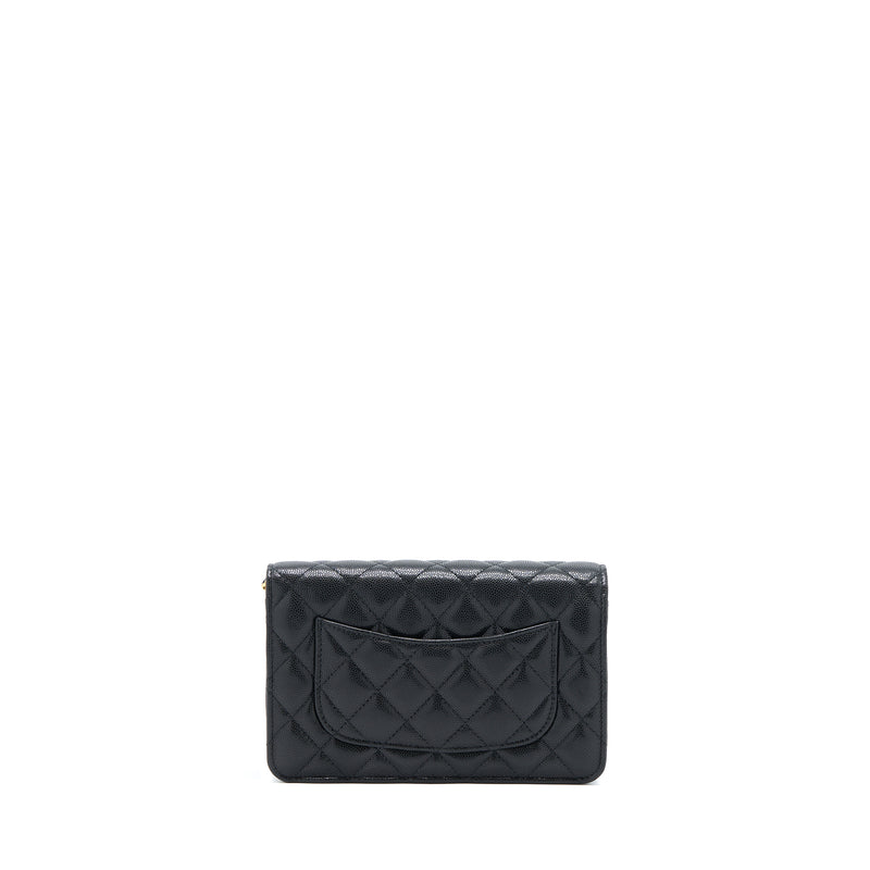 Chanel 22A Wallet On Chain Caviar Black GHW (Microchip)