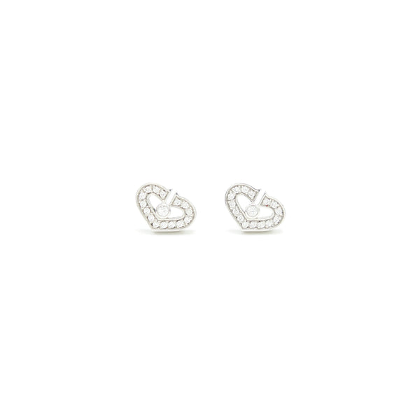 Cartier Mini Heart Earings White Gold with Dimonds