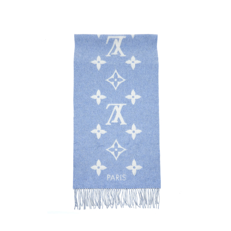 Louis. Vuitton Cashmere Shawl in Light Blue and Grey