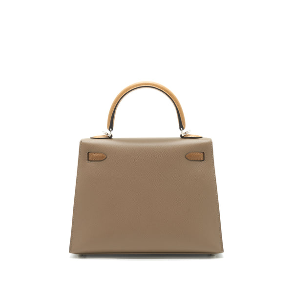Hermes Kelly 25 Sellier Veau Epsom Etoupe/Alezan/Biscuit SHW Stamp Z