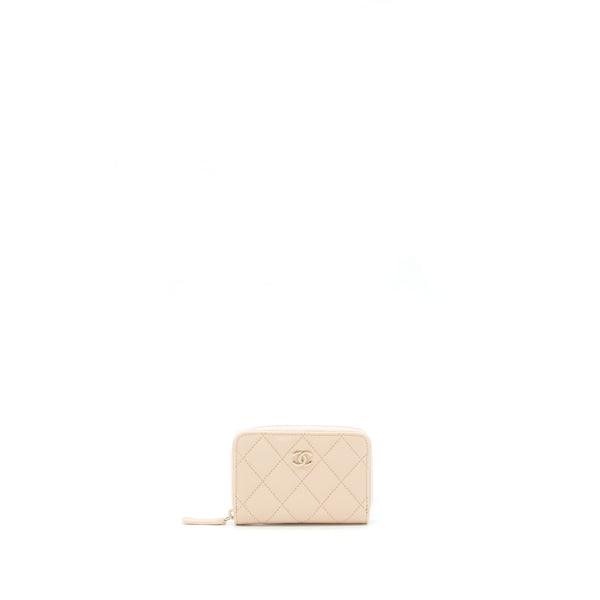 Chanel 22C Zippy Card Holder Caviar Light Beige LGHW