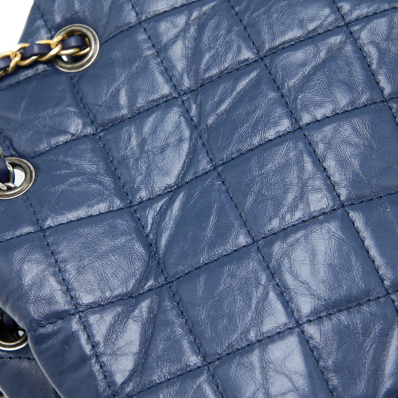 Chanel Small Gabrielle Backpack Calfskin Dark Blue Multicolour Hardware