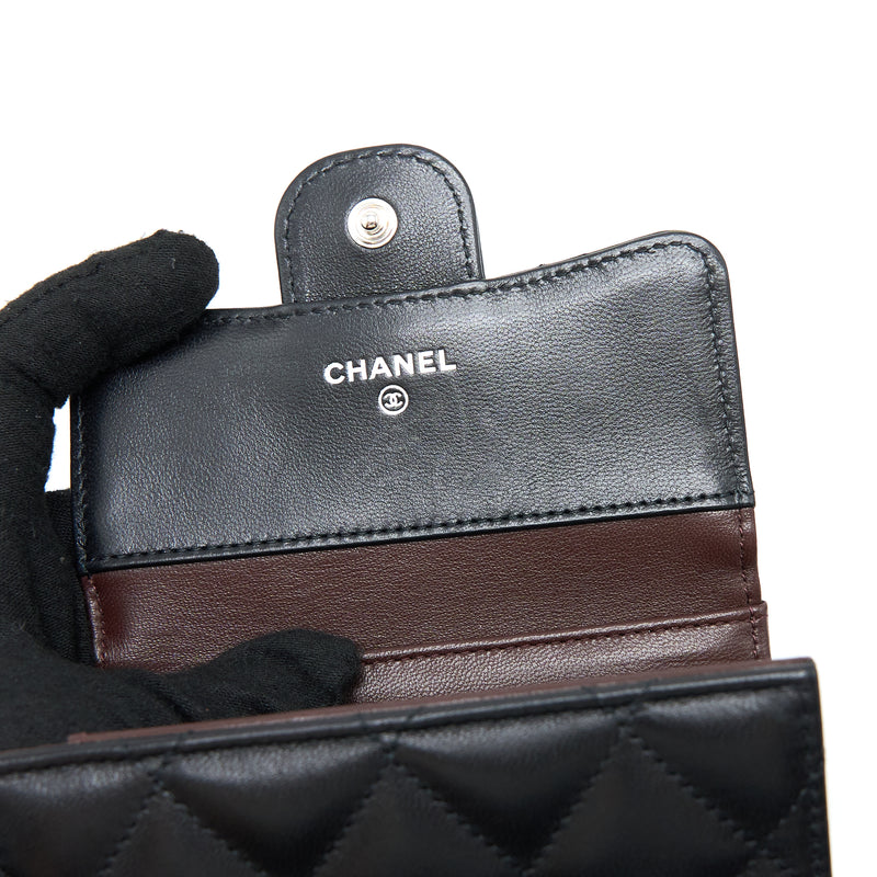 Chanel Small Classic Compact Wallet Lambskin Black SHW