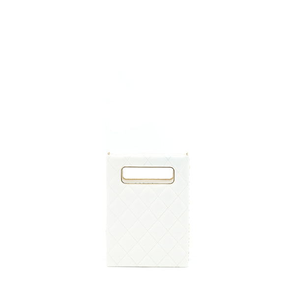 Chanel Vertical Evening Chain Bag Caviar White LGHW (Microchip)