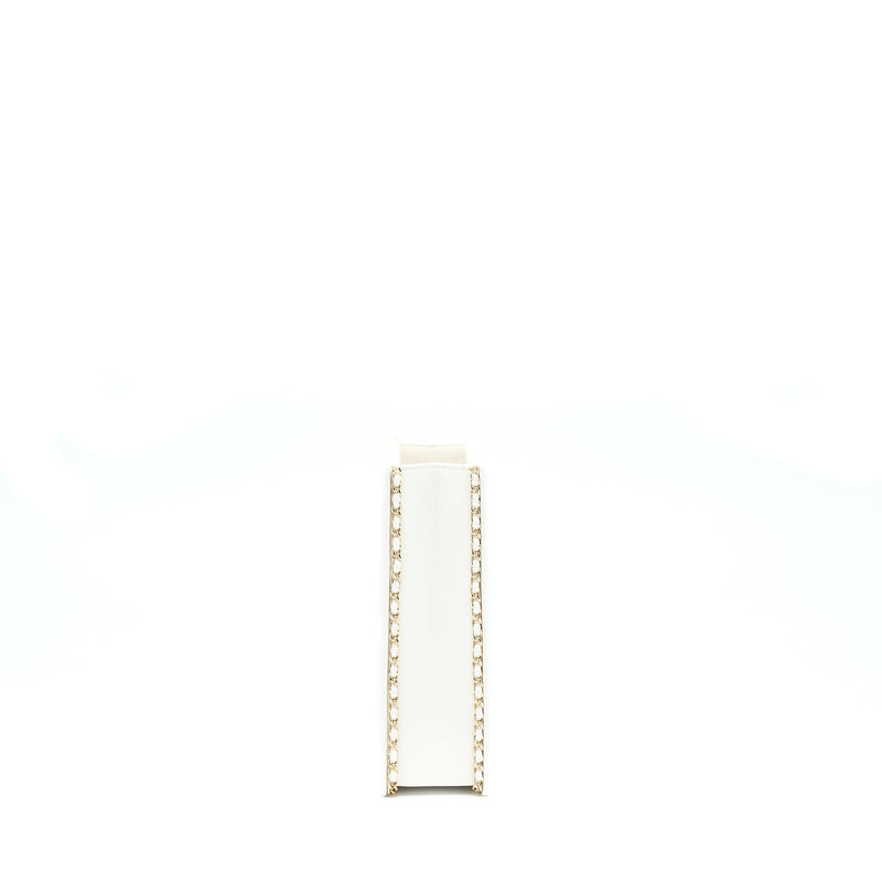 Chanel Vertical Evening Chain Bag Caviar White LGHW (Microchip)