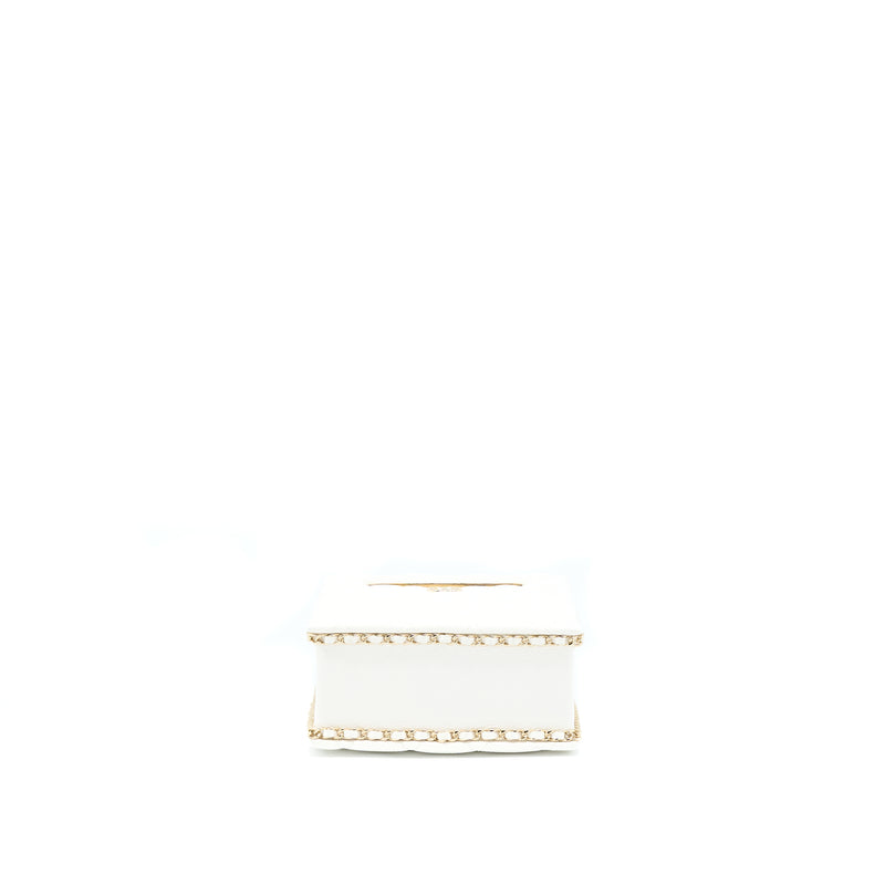 Chanel Vertical Evening Chain Bag Caviar White LGHW (Microchip)
