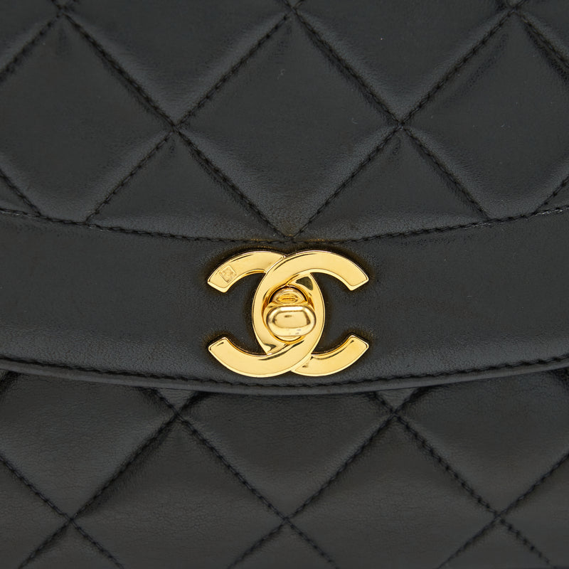 Chanel Vintage Medium Diana Flap Bag Lambskin Black GHW