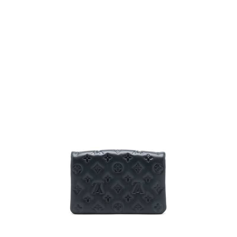 Louis Vuitton Lambskin Embossed Monogram Pochette Coussin Black