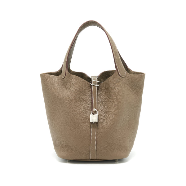 Hermes Picotin 22 Lock Bag Clemence Etoupe SHW Stamp Y