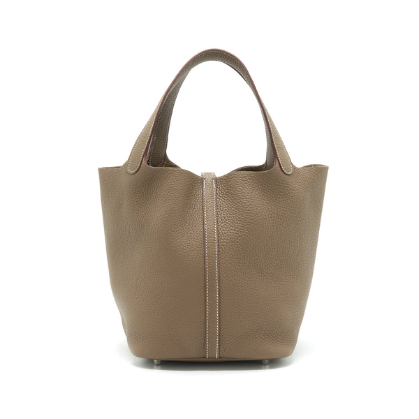 Hermes Picotin 22 Lock Bag Clemence Etoupe SHW Stamp Y