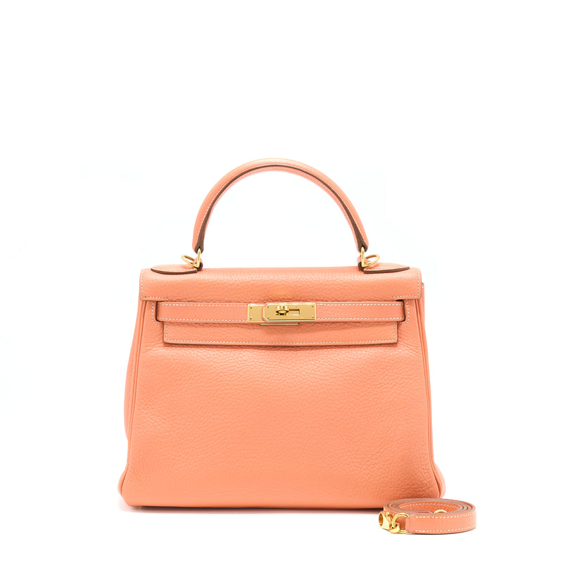 Hermes Kelly 28 Clemence 5L Crevette GHW Stamp Square Q
