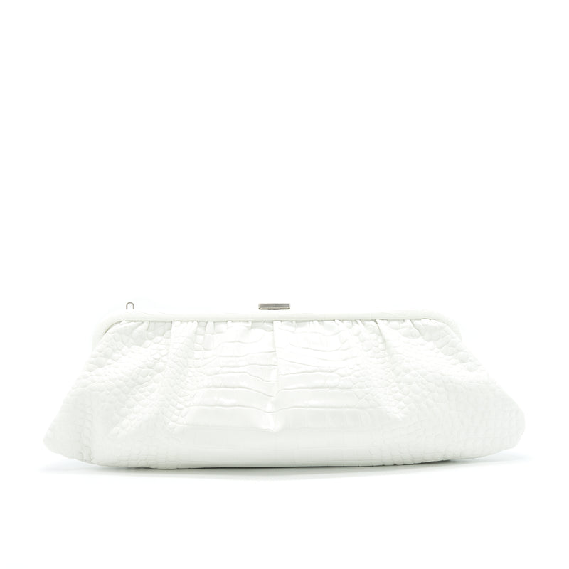 Balenciaga Cloud XL Crocodile Embossed Clutch/ Crossbody Bag