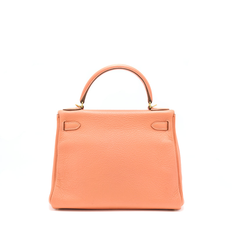 Hermes Kelly 28 Clemence 5L Crevette GHW Stamp Square Q