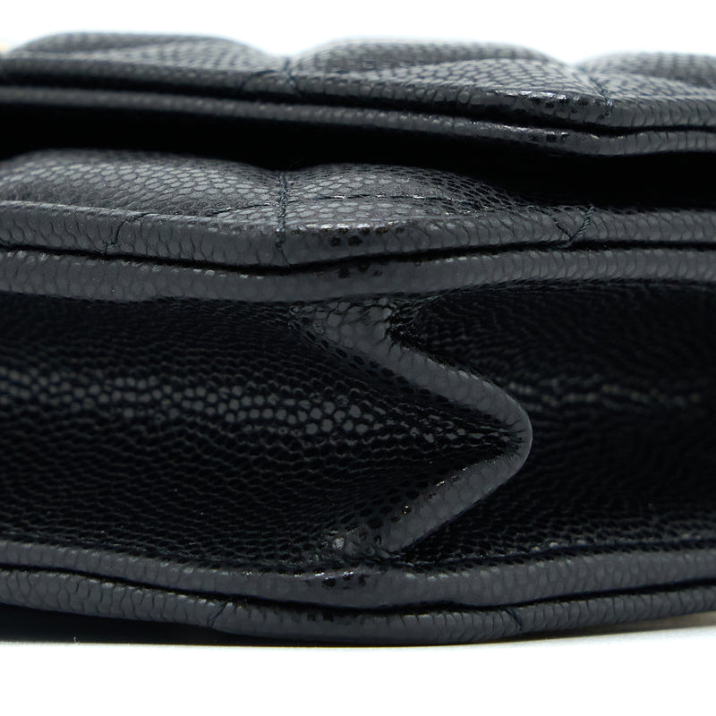 Chanel 22A Wallet On Chain Caviar Black GHW (Microchip)
