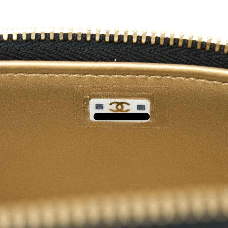Chanel Pearl Crush Long Vanity with Chain Lambskin Black GHW (Microchip)