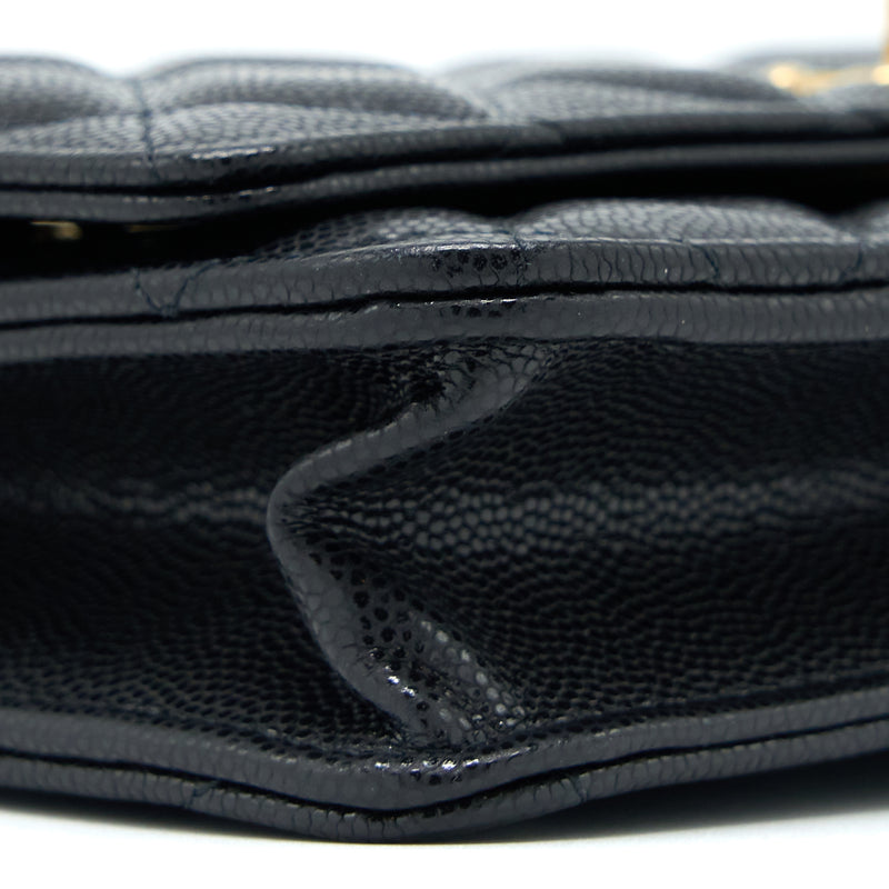 Chanel 22A Wallet On Chain Caviar Black GHW (Microchip)
