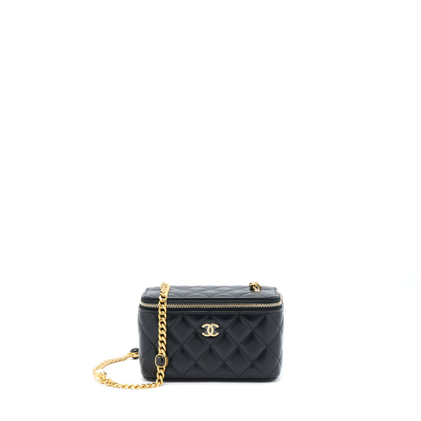 Chanel Long Vanity With Detailed Chain Lambskin Black GHW