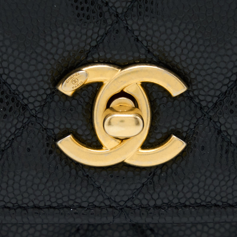 Chanel 22A Wallet On Chain Caviar Black GHW (Microchip)