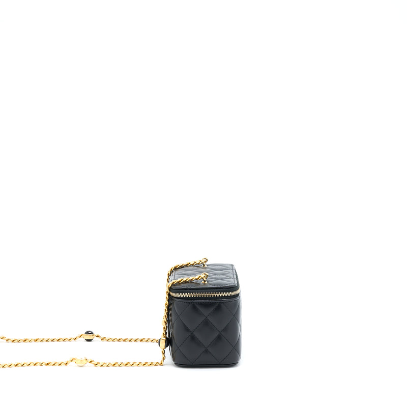 Chanel Long Vanity With Detailed Chain Lambskin Black GHW