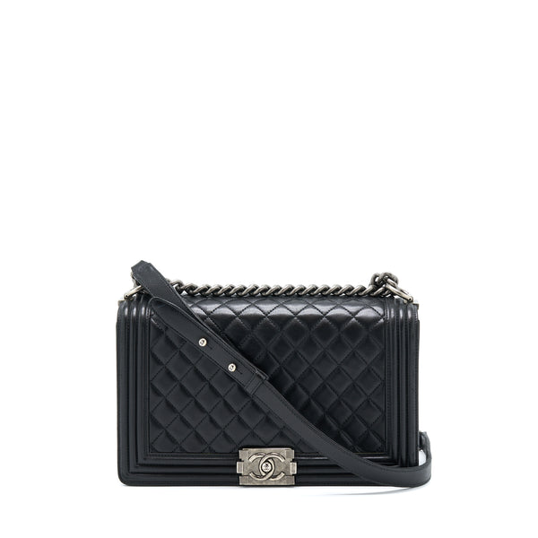 Chanel Medium Boy Bag Lambskin Black Ruthenium SHW